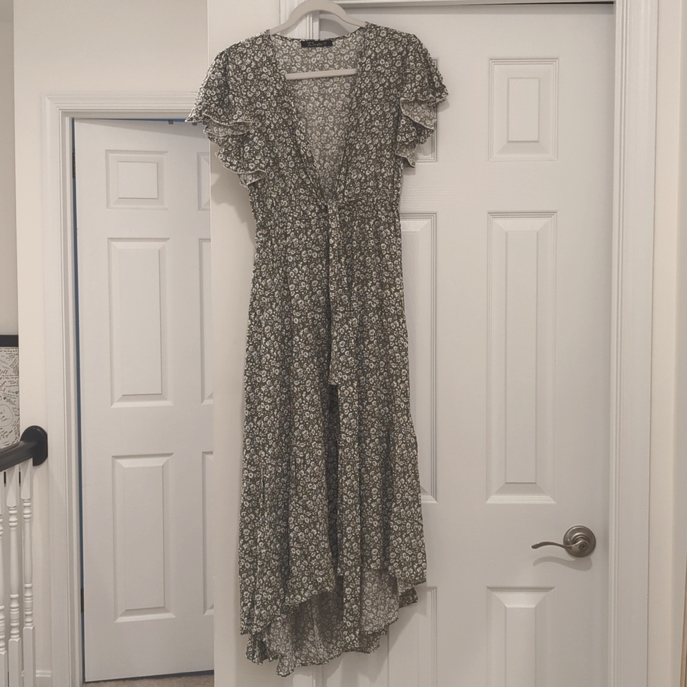 Light green floral midi dress